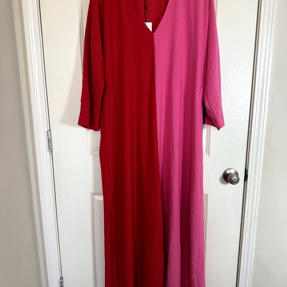 NWT Tuckernuck India Hicks Maxi Colorblock Red Pink Dress Size Medium